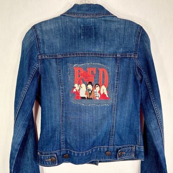 Taylor Swift Custom Jean Jacket‎ Embroidered Red Old Navy Small Eras Tour 1629 - Picture 2 of 8